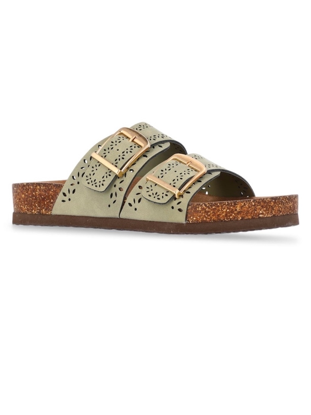Time and Tru Women's Footbed Slide Sandals, Green Cutout, Size 8, NWOT